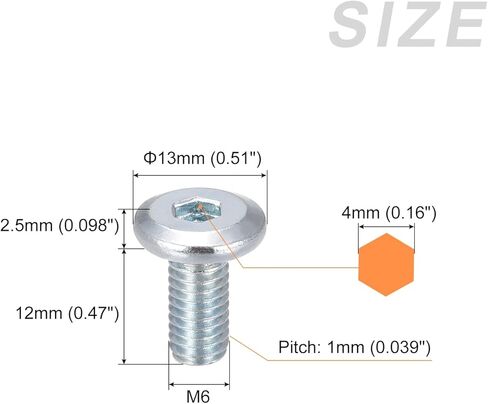 METALLIXITY Hex Socket Head Machine Screws, (M6x12mm) 20Pcs, Carbon Steel Cap Screws - for Machinery, Furniture, DIY in Saudi Arabia