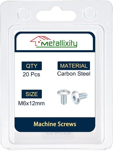 METALLIXITY Hex Socket Head Machine Screws, (M6x12mm) 20Pcs, Carbon Steel Cap Screws - for Machinery, Furniture, DIY in Saudi Arabia