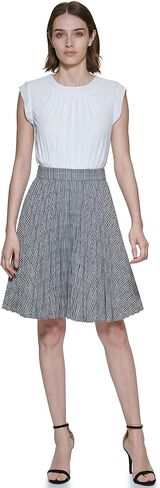 DKNY Women's Sleeveless Mix Media Fit & Flare Dress in Saudi Arabia