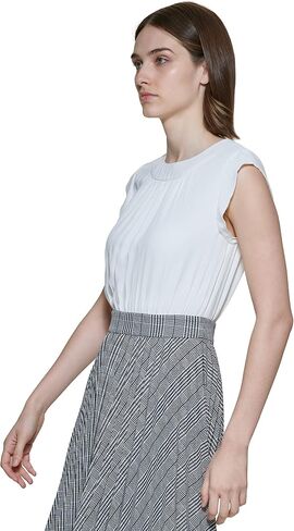 DKNY Women's Sleeveless Mix Media Fit & Flare Dress in Saudi Arabia