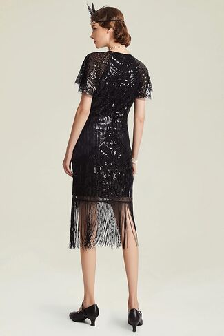 BABEYOND Women's Gatsby Dress 1920s Flapper Short Dress Sequin Beaded Fringe Dress for Party in Saudi Arabia