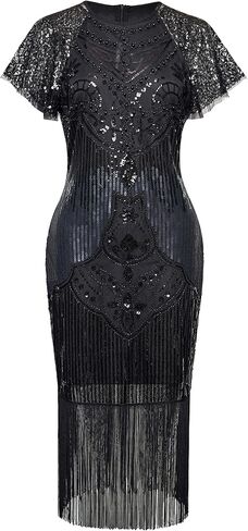 BABEYOND Women's Gatsby Dress 1920s Flapper Short Dress Sequin Beaded Fringe Dress for Party in Saudi Arabia