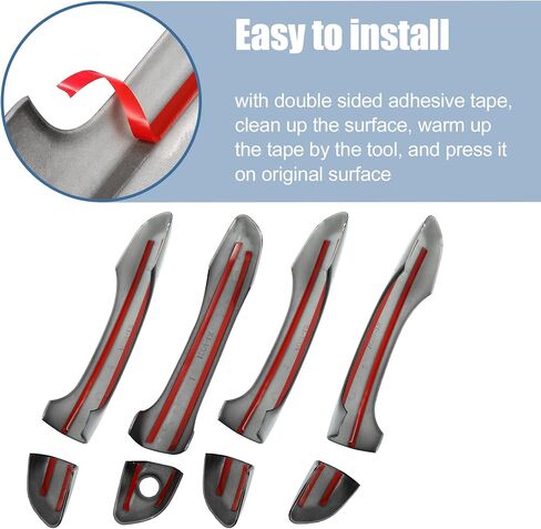 X AUTOHAUX 8pcs ABS Exterior Side Door Handle Cover Trim for Hyundai Elantra 2017-2020 Black Outer Door Handle Cover Decoration in Saudi Arabia