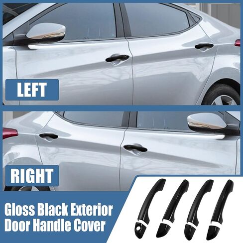 X AUTOHAUX 8pcs ABS Exterior Side Door Handle Cover Trim for Hyundai Elantra 2017-2020 Black Outer Door Handle Cover Decoration in Saudi Arabia