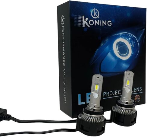 Koning LED Headlight Bulbs H4 Fog Beam Projector Lens, Overheat Protection, Road Low Beam and High Beam, 6500k Cool White Led IP65 Waterproof and Shockproof, Plug and Play, Pack of 2 (H4) in Saudi Arabia