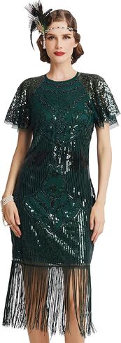 BABEYOND Women's Gatsby Dress 1920s Flapper Short Dress Sequin Beaded Fringe Dress for Party in Saudi Arabia