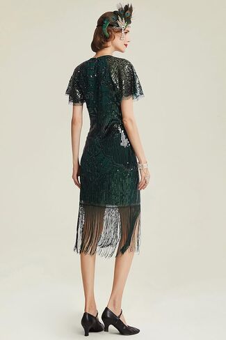 BABEYOND Women's Gatsby Dress 1920s Flapper Short Dress Sequin Beaded Fringe Dress for Party in Saudi Arabia