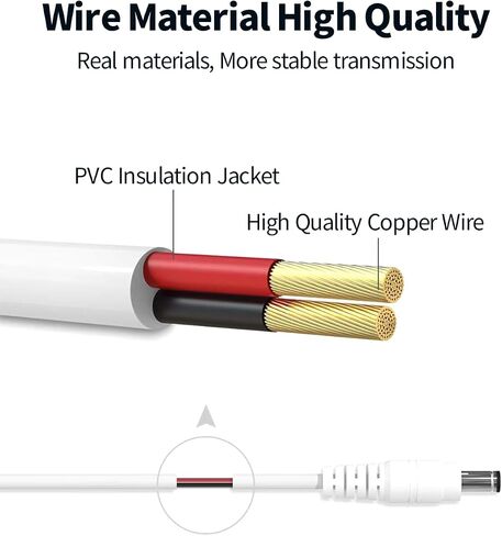 Lonnky 10FT 3M DC Power Extension Cable, 2.1mm x 5.5mm, Compatible with Universal 12V DC Power Adapter Wall Charger for Security Camera CCTV Camera/DVR/NVR System,W in Saudi Arabia