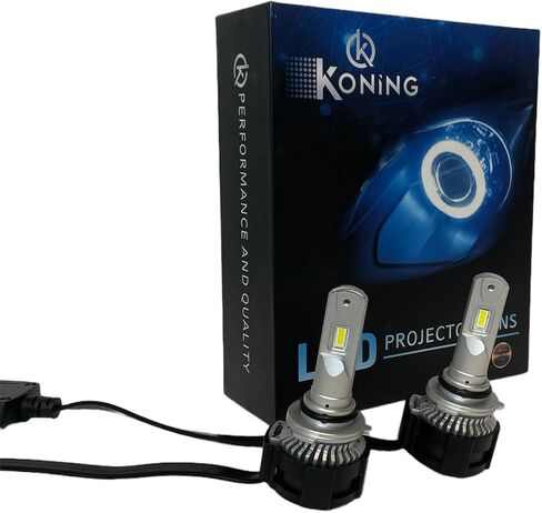 Koning LED Headlight Bulbs H4 Fog Beam Projector Lens, Overheat Protection, Road Low Beam and High Beam, 6500k Cool White Led IP65 Waterproof and Shockproof, Plug and Play, Pack of 2 (H4) in Saudi Arabia