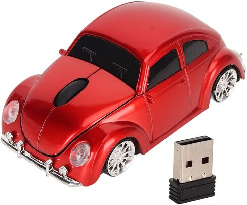 Car Mouse, Cool 3D Sport Car Shape Ergonomic Optical Mice, 2.4GHz USB Computer Mice with LED Headlamp, Auto Sleep, for PC Laptop Computer Women Small Hands (Red) in Saudi Arabia
