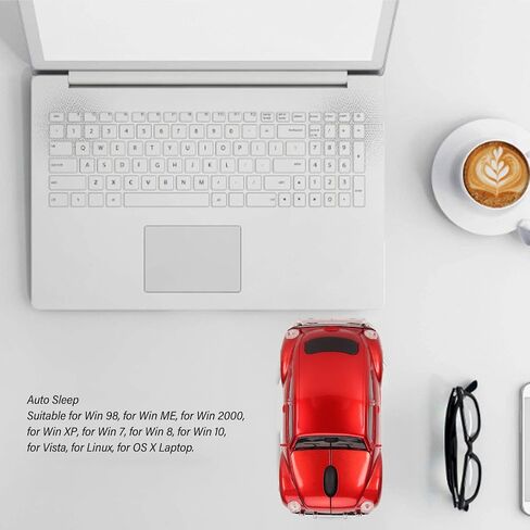 ماوس سيارة لاسلكي، فأرة بصرية مريحة على شكل سيارة رياضية ثلاثية الأبعاد، فأرة كمبيوتر USB بسرعة 2.4 جيجا هرتز مع مصباح أمامي LED، نوم تلقائي، للكمبيوتر المحمول والكمبيوتر والأيدي الصغيرة (أحمر) in Saudi Arabia