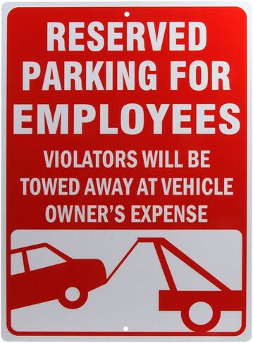 مواقف محجوزة للموظفين لافتات 14 × 10 بوصة خالية من الصدأ 40 مل علامة عاكسة من الألومنيوم (أحمر) in Kuwait