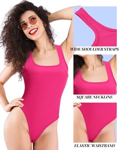 12 Pack Women's Bodysuits Ribbed Square Neck Sleeveless Shapewear Slimming Tank Tops Bodysuits, 12 Colors in Saudi Arabia