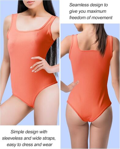 12 Pack Women's Bodysuits Ribbed Square Neck Sleeveless Shapewear Slimming Tank Tops Bodysuits, 12 Colors in Saudi Arabia
