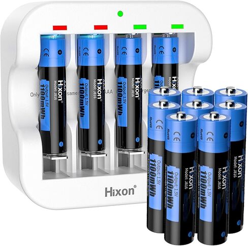 Hixon Rechargeable AAA Batteries, 1100mWh AAA Rechargeable Lithium Batteries,Constant 1.5V AAA Battery Rechargeable,1500 Cycles,4Counts Triple AAA Batteries with Battery Storage Case. in Saudi Arabia