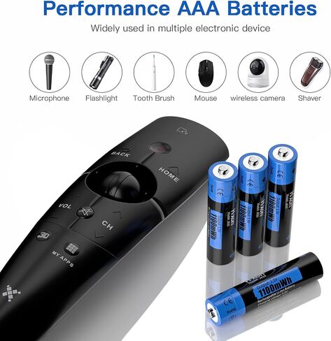 Hixon Rechargeable AAA Batteries, 1100mWh AAA Rechargeable Lithium Batteries,Constant 1.5V AAA Battery Rechargeable,1500 Cycles,4Counts Triple AAA Batteries with Battery Storage Case. in Saudi Arabia