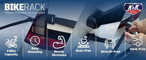 K&K Compact 2-Bike Trunk Bike Rack حامل دراجة ممتاز عبر البلاد للسيارات وسيارات الدفع الرباعي والشاحنات الصغيرة أداة نقل الدراجة الخلفية شديدة التحمل لراكبي الدراجات المحترفين in Saudi Arabia