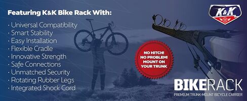 K&K Compact 2-Bike Trunk Bike Rack حامل دراجة ممتاز عبر البلاد للسيارات وسيارات الدفع الرباعي والشاحنات الصغيرة أداة نقل الدراجة الخلفية شديدة التحمل لراكبي الدراجات المحترفين in Saudi Arabia