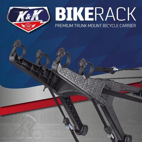 K&K Compact 2-Bike Trunk Bike Rack حامل دراجة ممتاز عبر البلاد للسيارات وسيارات الدفع الرباعي والشاحنات الصغيرة أداة نقل الدراجة الخلفية شديدة التحمل لراكبي الدراجات المحترفين in Saudi Arabia