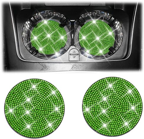 AUCELI Bling Cup Holder Coaster for Car, 2PCS Anti-Slip Shockproof Cup Coasters, 2.75 Inch Universal Fashion Rhinestone Mat, Vehicle Insert Crystal Pad, Auto Interior Accessories for Women in Saudi Arabia