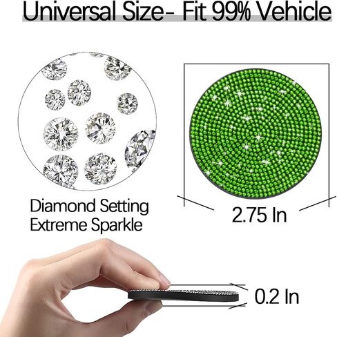 AUCELI Bling Cup Holder Coaster for Car, 2PCS Anti-Slip Shockproof Cup Coasters, 2.75 Inch Universal Fashion Rhinestone Mat, Vehicle Insert Crystal Pad, Auto Interior Accessories for Women in Saudi Arabia