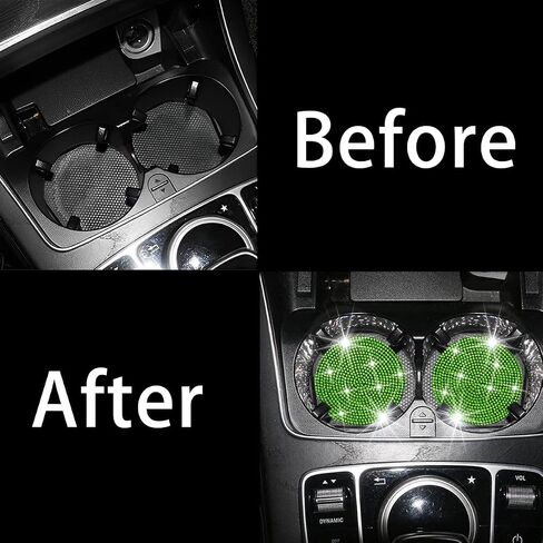 AUCELI Bling Cup Holder Coaster for Car, 2PCS Anti-Slip Shockproof Cup Coasters, 2.75 Inch Universal Fashion Rhinestone Mat, Vehicle Insert Crystal Pad, Auto Interior Accessories for Women in Saudi Arabia
