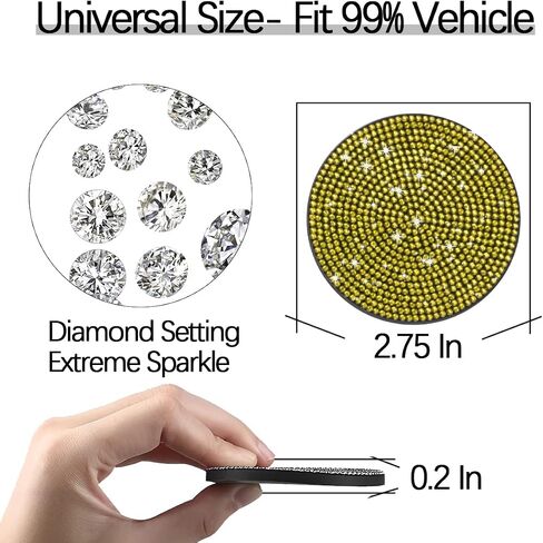 AUCELI Bling Cup Holder Coaster for Car, 2PCS Anti-Slip Shockproof Cup Coasters, 2.75 Inch Universal Fashion Rhinestone Mat, Vehicle Insert Crystal Pad, Auto Interior Accessories for Women in Saudi Arabia