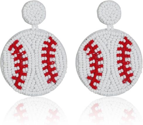 Handmade Beaded Baseball Earrings Sports Earrings Bead Basketball Drop Dangle Earrings Party Baseball Game Jewelry For Women in Saudi Arabia