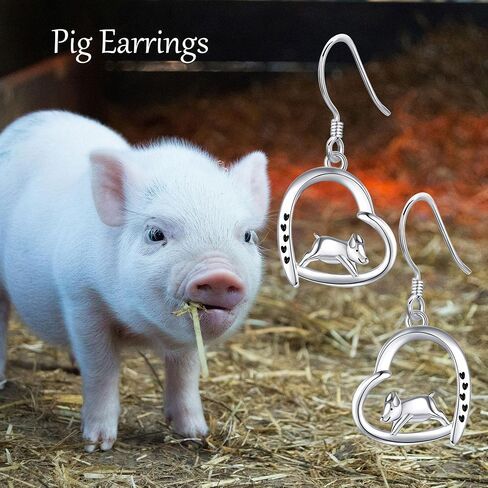 Pig Earrings Sterling Silver Pig Dangle Earrings Farm Animal Jewelry Gifts for Women in Saudi Arabia