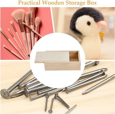 SUPERFINDINGS 6Pcs Wood Box with Slide Lid 6.6x3.7inch Unfinished Wooden Storage Box Small Wooden Box Trinket Storage Box with Slide Top for DIY Crafts Home Decoration Jewelry in Saudi Arabia
