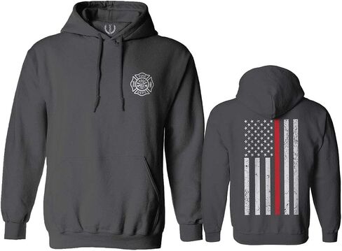 VICES AND VIRTUES American Flag Thin Red Line Firefighter Support Seal Hoodie in Saudi Arabia