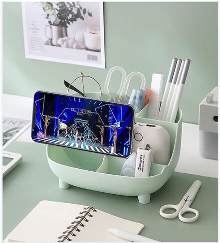 Stylish Pig Pen Holder, Office Desk Organizer,Desktop Stationary Organizerfor Boys,Kids,Pencil Containers with Mobile Phone Holders,Dark Blue in Saudi Arabia