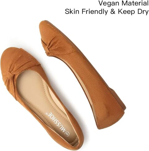 حذاء مسطح نسائي من MUSSHOE بمقدمة مستديرة مريح سهل الارتداء مع فيونكة in Kuwait