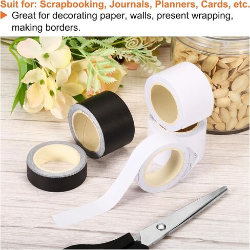 PATIKIL 15mm 10ft Washi Craft Tapes, 2 Roll Solid Color Masking Self Adhesive Sticker for DIY Art Craft Wrapping Scrapbook White in Saudi Arabia