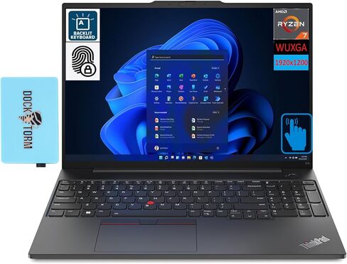Lenovo ThinkPad E16 Gen 1 Business Laptop 16.0" Touchscreen IPS WUXGA Display (8-Core AMD Ryzen 7 7730U, 16GB RAM, 1TB PCIe SSD, AMD Radeon, Backlit KYB, Fingerprint, WiFi 6, Win 10 Pro) w/DKZ Hub in Saudi Arabia