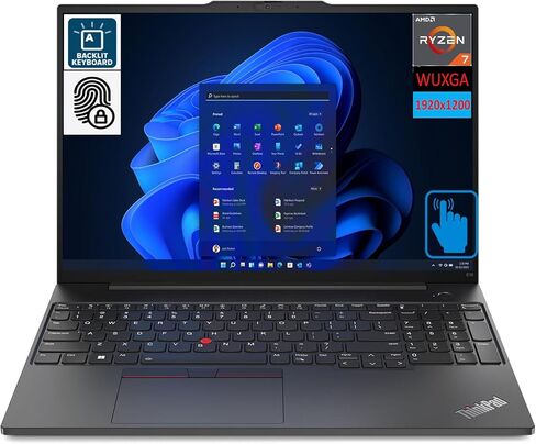 Lenovo ThinkPad E16 Gen 1 Business Laptop 16.0" Touchscreen IPS WUXGA Display (8-Core AMD Ryzen 7 7730U, 16GB RAM, 1TB PCIe SSD, AMD Radeon, Backlit KYB, Fingerprint, WiFi 6, Win 10 Pro) w/DKZ Hub in Saudi Arabia