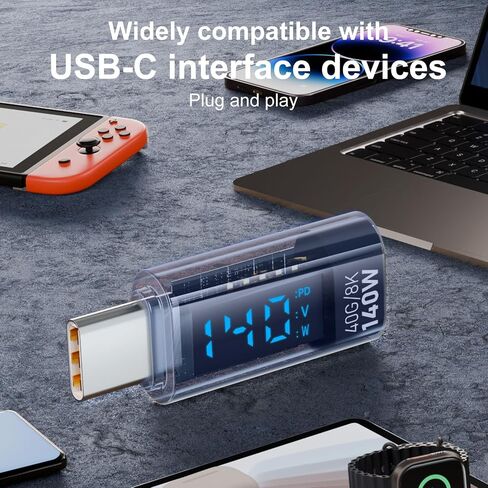 محول USB C أنثى إلى USB C ذكر محول USB C موسع 140 وات 40 جيجابت في الثانية لنقل البيانات USB نوع C PD متوافق (أزرق، 140 وات) in Saudi Arabia