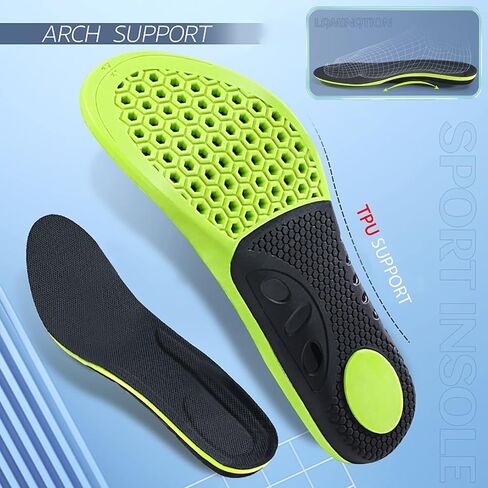 Elastic Shock Absorbing Shoe Insoles Breathable Honeycomb Sneaker Inserts Sports Shoe Insole Replacement Insoles for Men & Women Green in Saudi Arabia