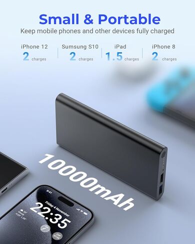10000mAh Power Bank Slim Portable Charger Dual USB Ultra-Compact Small Battery Pack Compatible with iPhone 15 14 13 12 Pro Max Samsung Galaxy and More in Kuwait