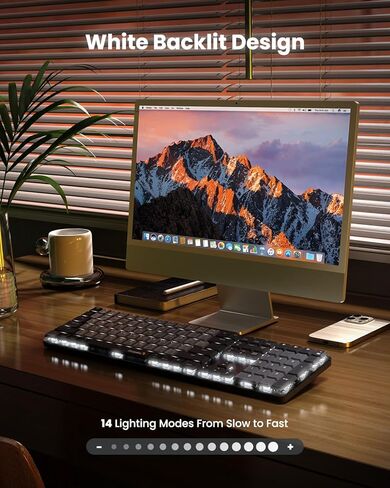 لوحة مفاتيح ميكانيكية بلوتوث بإضاءة خلفية من ProtoArc لجهاز Mac، K200-A لوحة مفاتيح ميكانيكية لاسلكية مضيئة للمكتب، أجهزة متعددة، مفاتيح منخفضة المستوى، مفاتيح حمراء، قابلة لإعادة الشحن، لأجهزة MacBook، iMac، iPad in Kuwait
