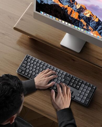 لوحة مفاتيح ميكانيكية بلوتوث بإضاءة خلفية من ProtoArc لجهاز Mac، K200-A لوحة مفاتيح ميكانيكية لاسلكية مضيئة للمكتب، أجهزة متعددة، مفاتيح منخفضة المستوى، مفاتيح حمراء، قابلة لإعادة الشحن، لأجهزة MacBook، iMac، iPad in Kuwait