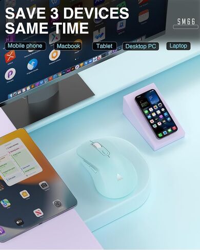 2.4GHz Wireless Mouse, Adjustable 1600 DPI,Rechargeable Wireless Computer Mouse for PC Mac Laptop, Desktop in Saudi Arabia