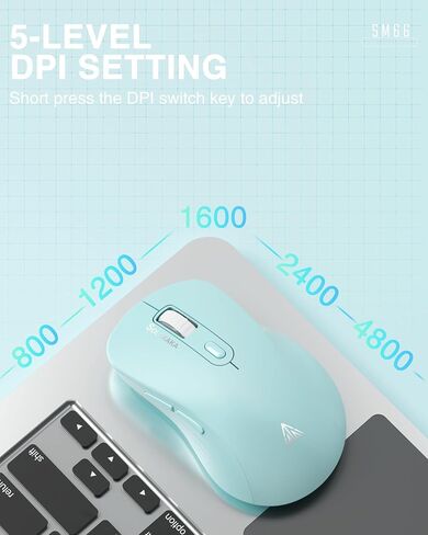 2.4GHz Wireless Mouse, Adjustable 1600 DPI,Rechargeable Wireless Computer Mouse for PC Mac Laptop, Desktop in Saudi Arabia