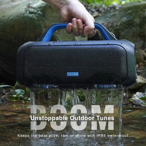 DOSS Extreme Boom S Wireless Portable Bluetooth Speaker with 60W Stereo Sound, Rich Bass, IPX6 Waterproof, 25H Playtime, Power Bank, TWS, LED Lights, Outdoor Speaker for Camping,Beach, Pool-Black in Saudi Arabia