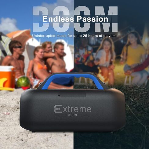 DOSS Extreme Boom S Wireless Portable Bluetooth Speaker with 60W Stereo Sound, Rich Bass, IPX6 Waterproof, 25H Playtime, Power Bank, TWS, LED Lights, Outdoor Speaker for Camping,Beach, Pool-Black in Saudi Arabia