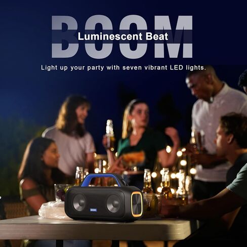 DOSS Extreme Boom S Wireless Portable Bluetooth Speaker with 60W Stereo Sound, Rich Bass, IPX6 Waterproof, 25H Playtime, Power Bank, TWS, LED Lights, Outdoor Speaker for Camping,Beach, Pool-Black in Saudi Arabia