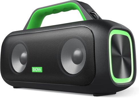 DOSS Extreme Boom S Wireless Portable Bluetooth Speaker with 60W Stereo Sound, Rich Bass, IPX6 Waterproof, 25H Playtime, Power Bank, TWS, LED Lights, Outdoor Speaker for Camping,Beach, Pool-Black in Saudi Arabia