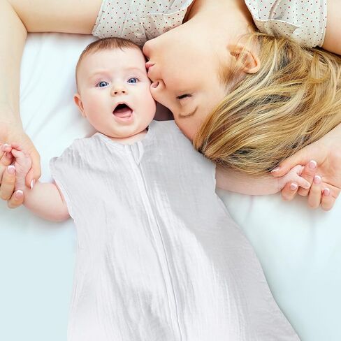 كيس نوم للأطفال من david's Kids من عمر 6 إلى 12 شهرًا، عبوتان من كيس نوم الموسلين القطني بنسبة 100%، بطانيات TOG 0.5 يمكن ارتداؤها للأطفال مع سحاب ثنائي الاتجاه، أكياس نوم ناعمة خفيفة الوزن للأطفال حديثي الولادة، أبيض ورمادي in Kuwait