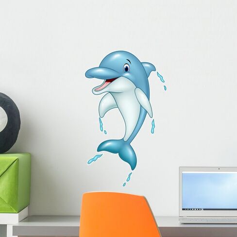 ملصق حائط قابل للتقشير واللصق على شكل دولفين كرتوني (ارتفاع 45.72 سم × عرض 40.64 سم) WM362111 in Kuwait