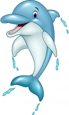 ملصق حائط قابل للتقشير واللصق على شكل دولفين كرتوني (ارتفاع 45.72 سم × عرض 40.64 سم) WM362111 in Kuwait